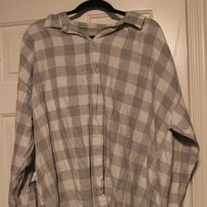 Plaid Button-Down Blouse
